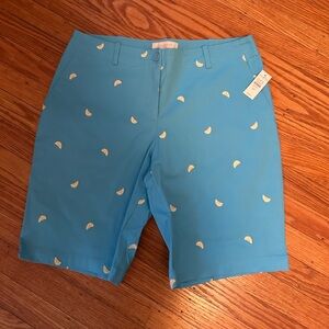 NEW Talbots Blue Skirt with Lemon Print